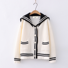 Load image into Gallery viewer, White Sailor's Collar Cardigan