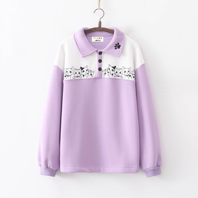 Cute Purple Cats Sweatshirt
