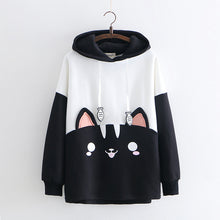 Load image into Gallery viewer, Cute Cat Face & Fish Hoodie