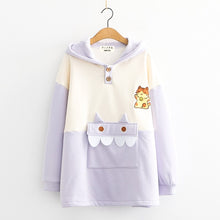 Load image into Gallery viewer, Embroidered Cute Cat with Pouch Pocket Hoodie