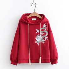 Load image into Gallery viewer, Embroidered Dragon Red Hoodie