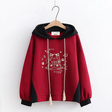 Load image into Gallery viewer, Embroidered JPN Style Luck Cat Hoodie