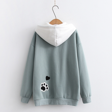 Load image into Gallery viewer, Embroidered Cute Smiling Cat Hoodie
