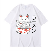 Load image into Gallery viewer, Cute JPN Style Cat Eat Ramen T-Shirt
