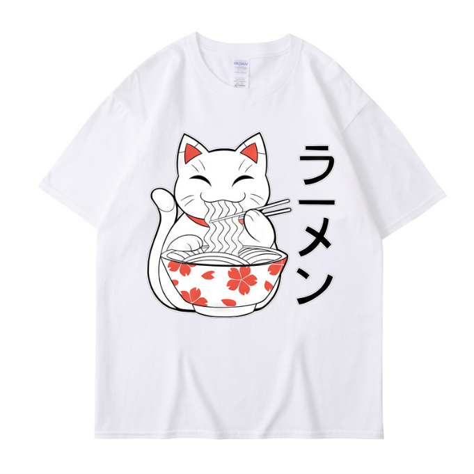 Cute JPN Style Cat Eat Ramen T-Shirt