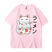 Load image into Gallery viewer, Cute JPN Style Cat Eat Ramen T-Shirt
