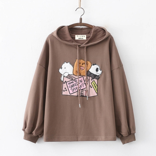 Embroidered Lovely Bears Hoodie