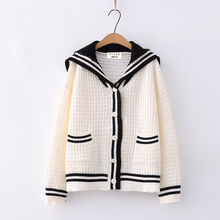 Load image into Gallery viewer, White Sailor&#39;s Collar Cardigan
