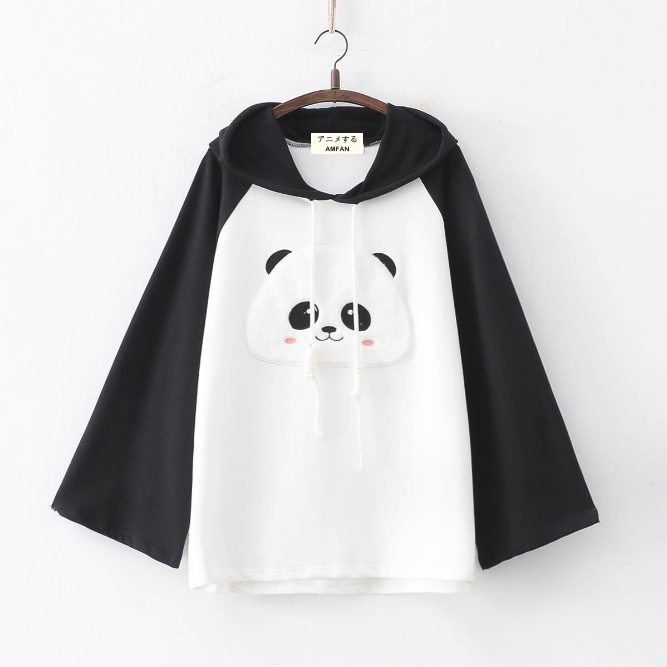 Cute Dog & Panda Face Hoodie