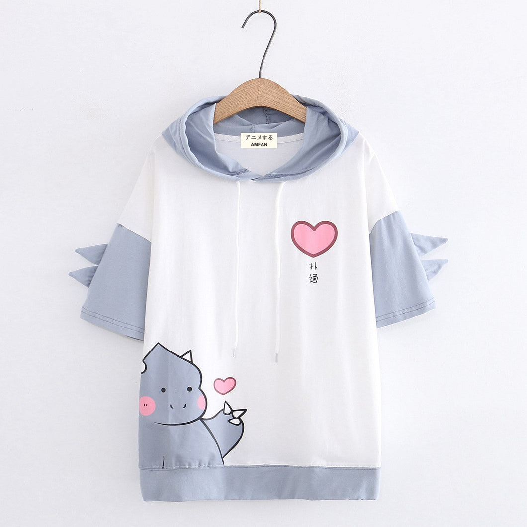 Cute Dinosaur & Love Heart T-Shirt