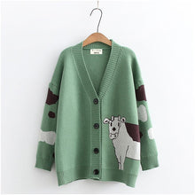 Load image into Gallery viewer, V-Neck Cow Cardigan
