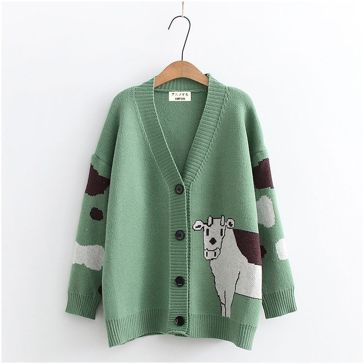 V-Neck Cow Cardigan