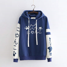 Load image into Gallery viewer, Cartoon Cute Cat with Paw Print Hoodie
