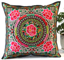 Load image into Gallery viewer, Embroidered Oriental Ethic Cushion Red Lotus
