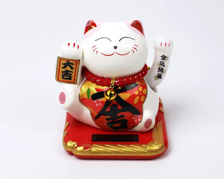 Ceramic Hand Painted Waving Lucky Cat