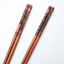 Load image into Gallery viewer, Engraved Dragon &amp; Phoenix Chopsticks - 2 Pairs/Pack

