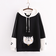 Load image into Gallery viewer, Cute Pocket Cat &amp; Paw Print Hoodie
